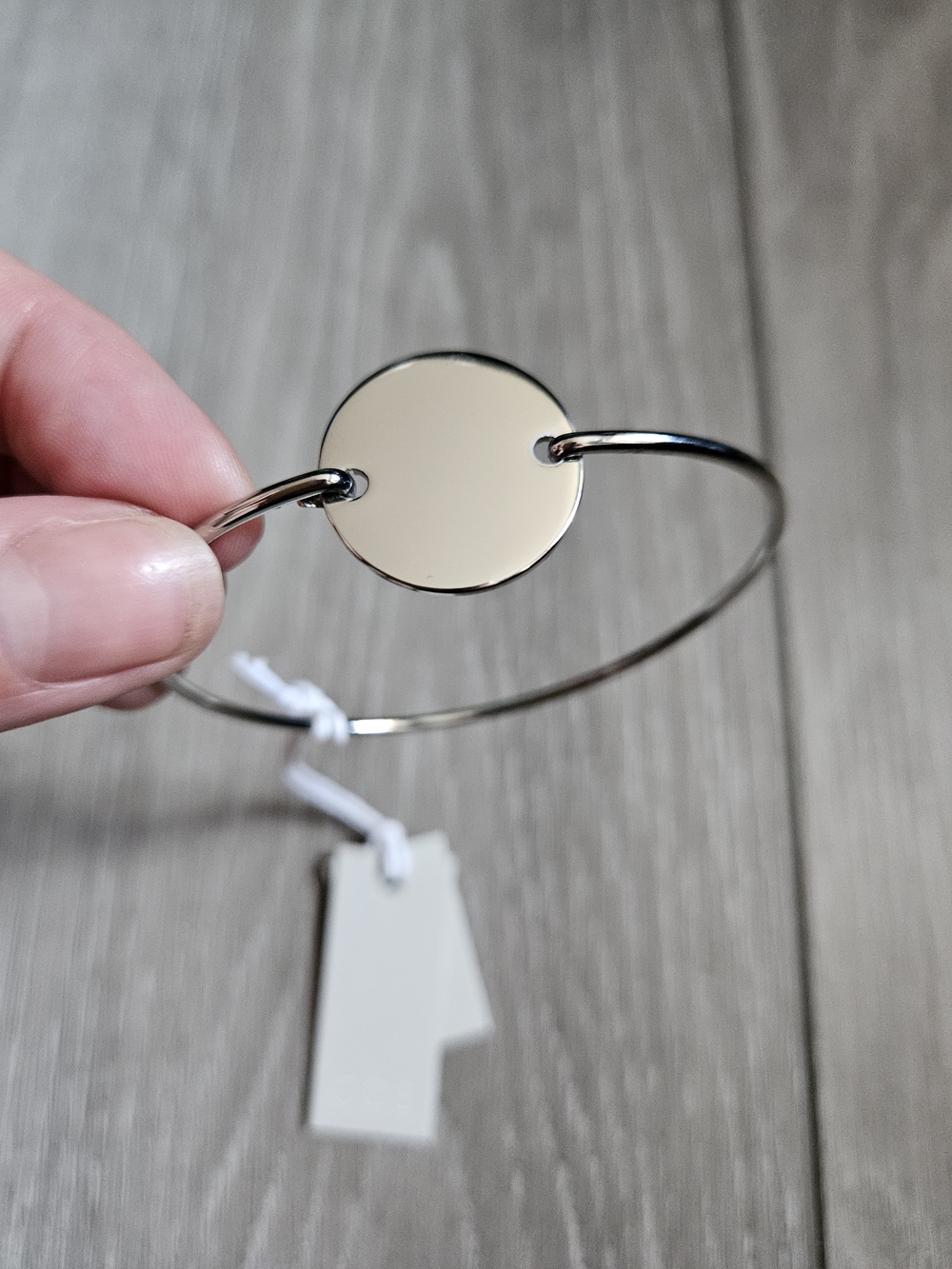 COS Polished Silver Disc Bangle Bracelet